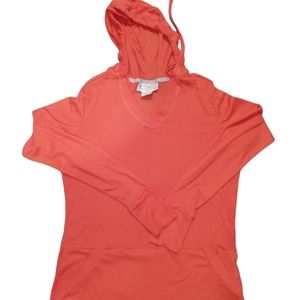 Women's Sz L 12-14 Exodficio Insect Repellent Orange Lightweight Pullover Hoodie